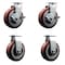 Service Caster 6 Inch Poly on Polyolefin Caster Set with Roller Bearings 2 Brakes 2 Rigid SCC SCC-20S620-PPUR-TLB-2-R-2 - alternate 1